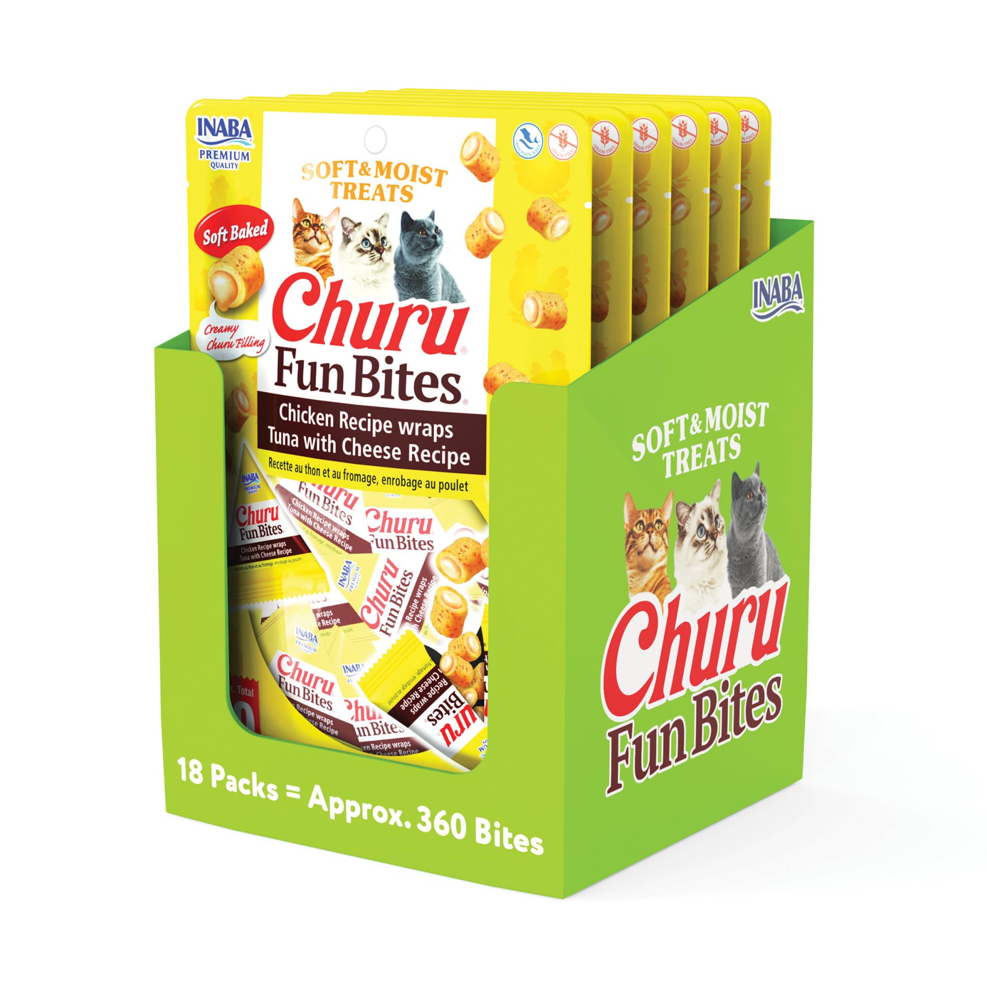 INABA Churu Fun Bites emballage Tetra, portions faciles à offrir et à partager.