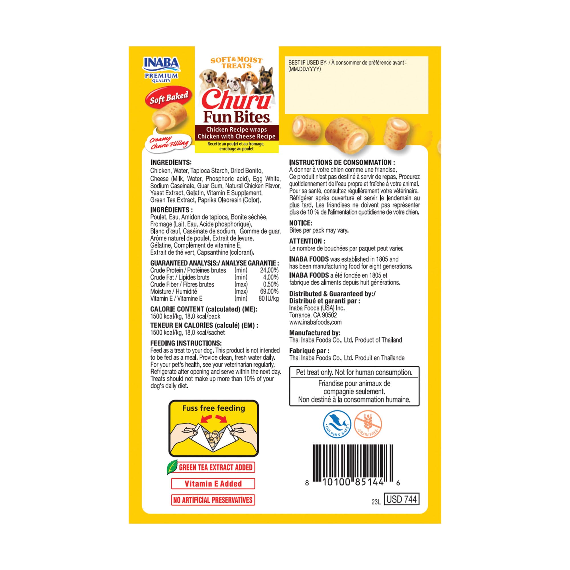 INABA Churu Fun Bites : goût poulet-fromage apprécié par les chiens exigeants.
