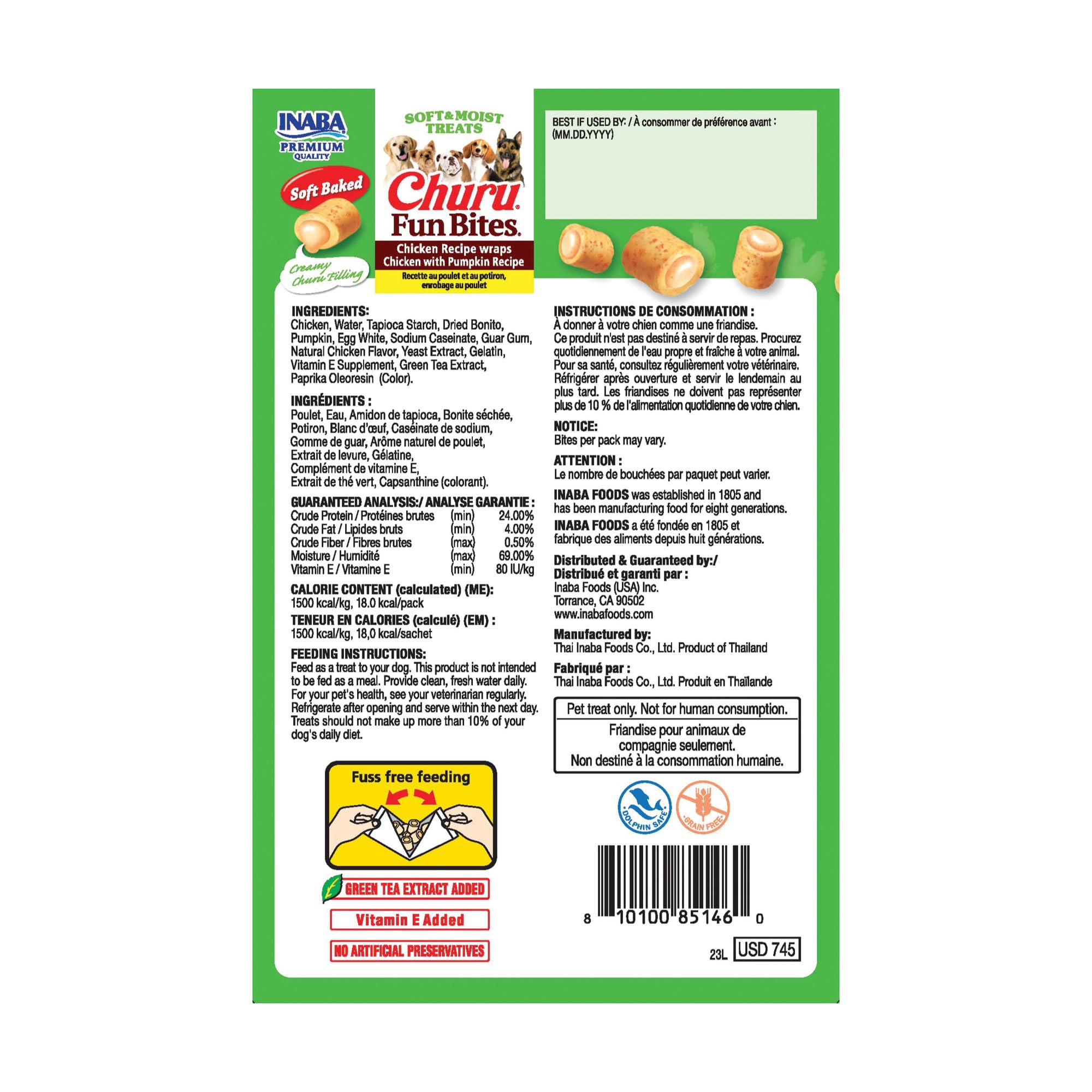INABA Churu Fun Bites thé vert, antioxydants naturels