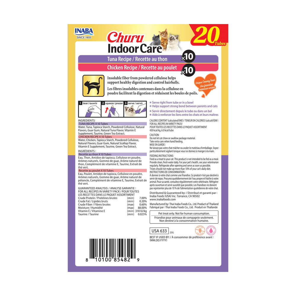 Emballage pratique 20 tubes INABA Churu pour une distribution facile et propre.