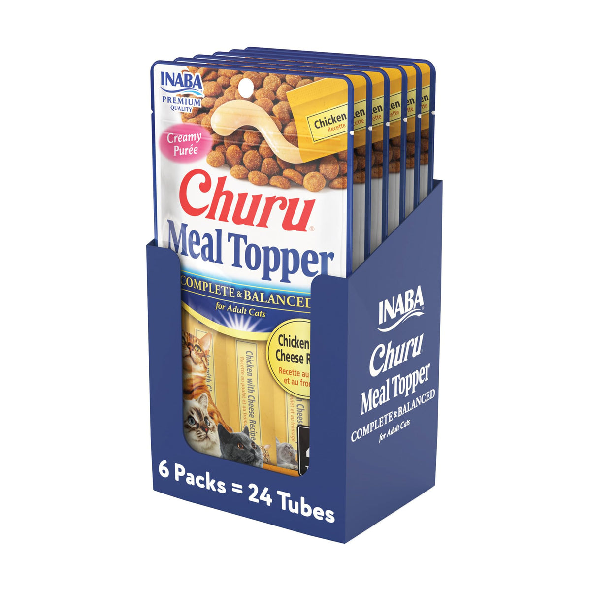 INABA Churu Meal Topper en tube poulet et fromage, repas pratique pour chat.