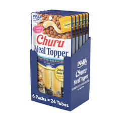 INABA Churu Meal Topper en tube poulet et fromage, repas pratique pour chat.