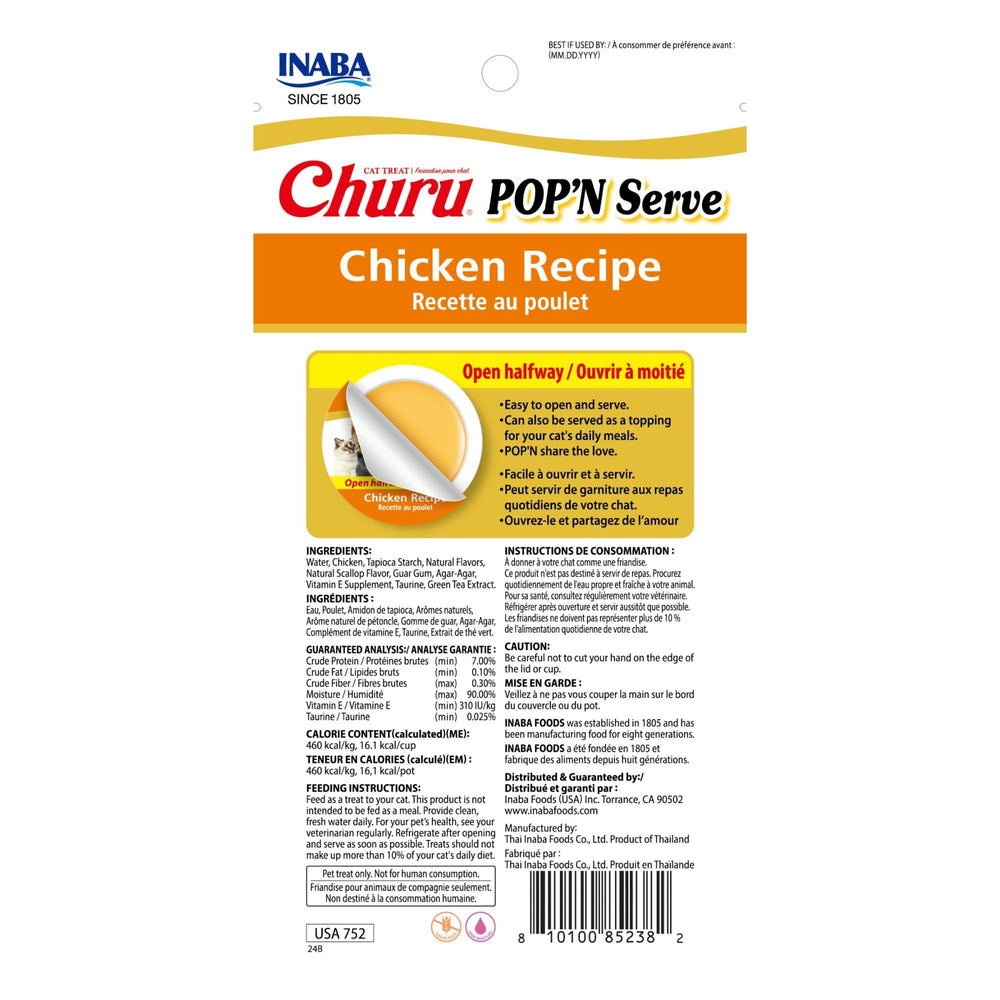 Gelée enrichie vitamine E et taurine INABA Churu Pop'N Serve