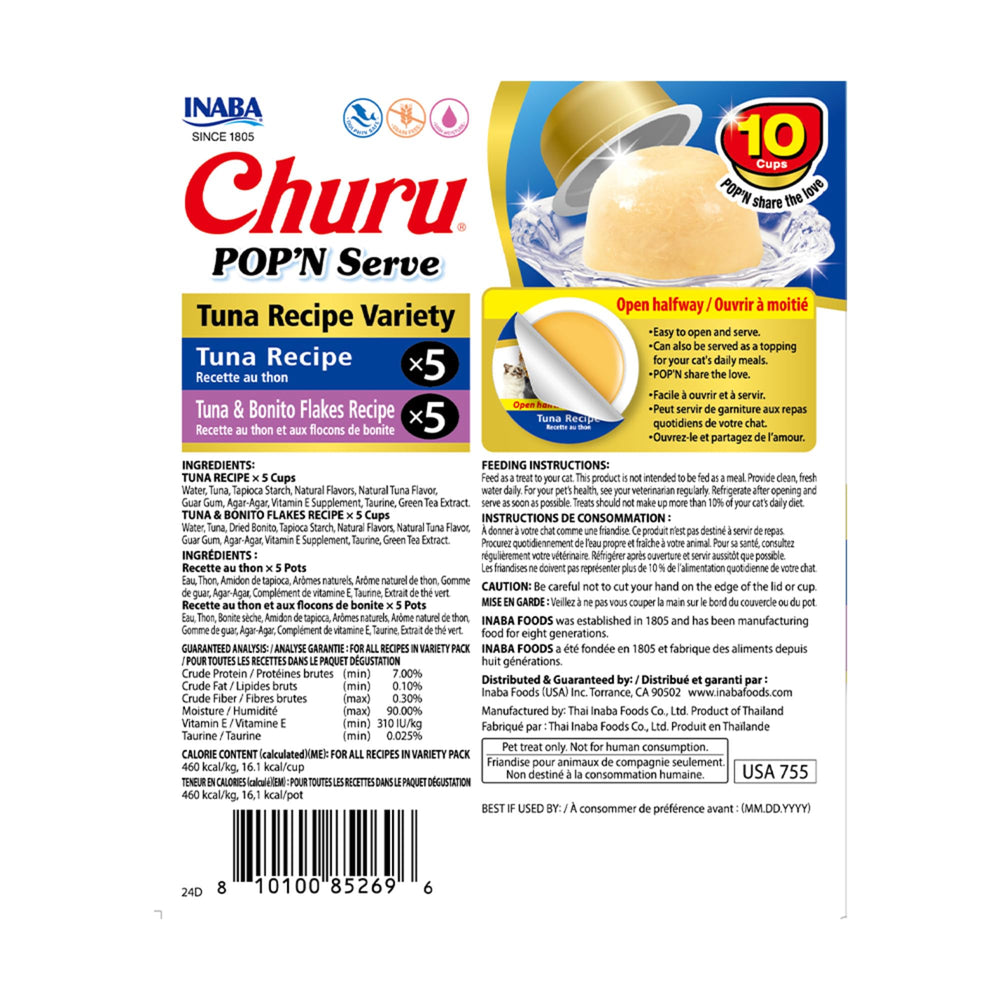 INABA Churu Pop'N Serve gelée à haute humidité, idéal pour l'hydratation des repas.