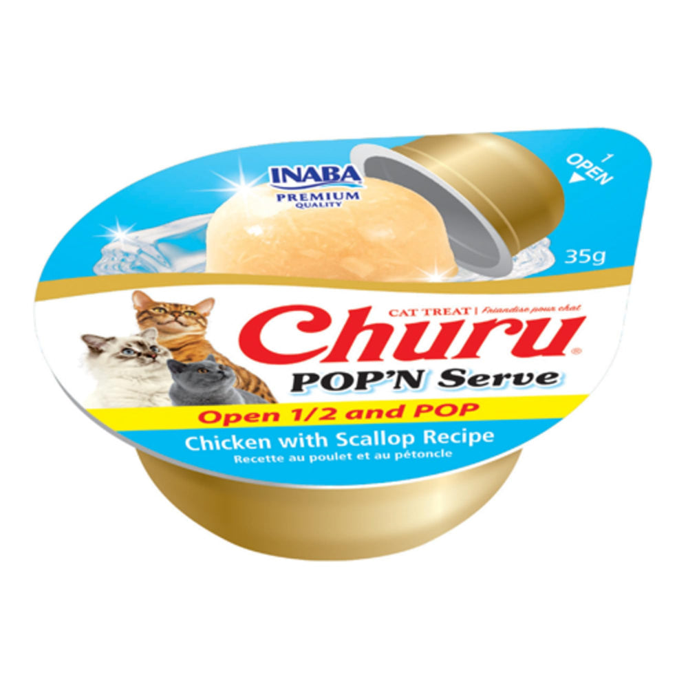 INABA Churu Pop'N Serve sans céréales et sans additifs artificiels.