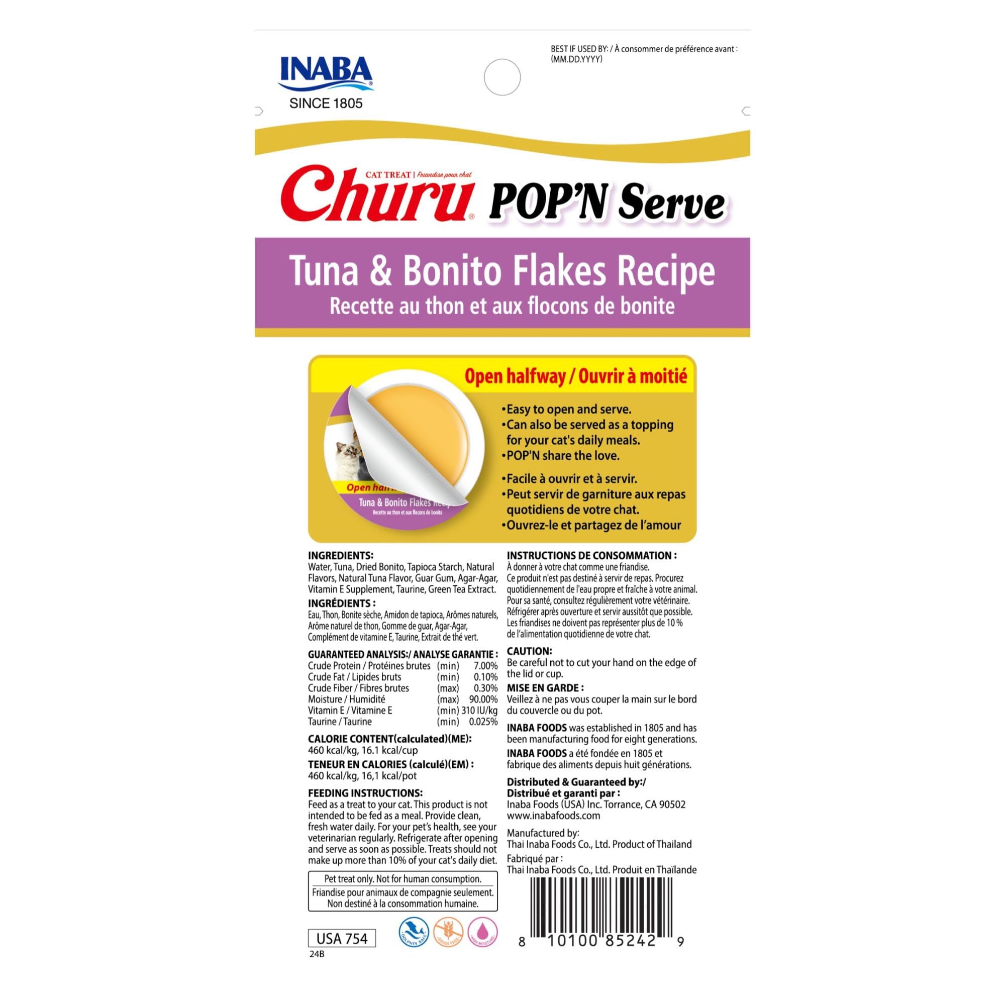 Servir sur croquettes facilité par le format cup de Churu Pop’N Serve.