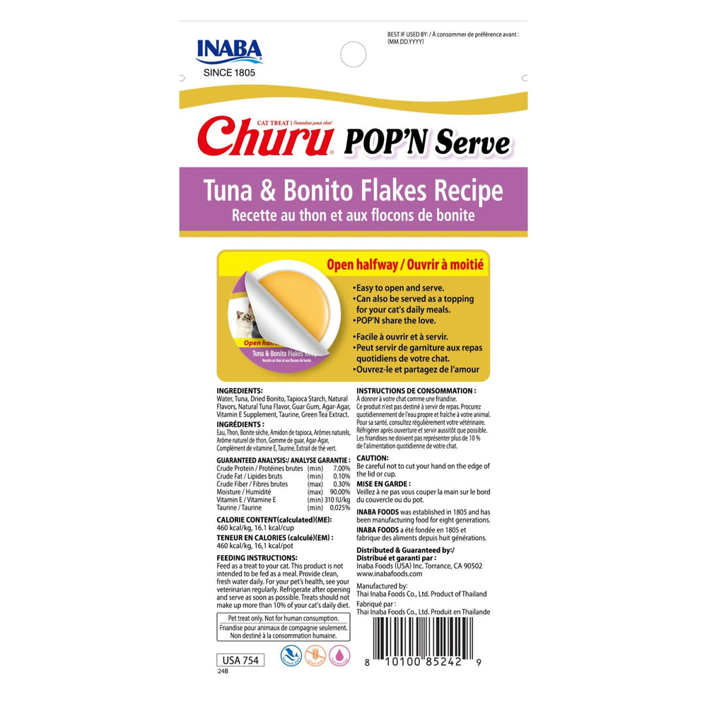 Servir sur croquettes facilité par le format cup de Churu Pop’N Serve.