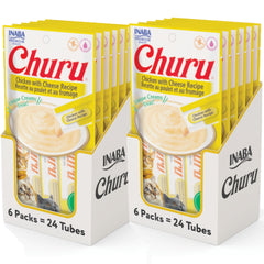 INABA Churu Poulet Fromage – tube purée léché par le chat.