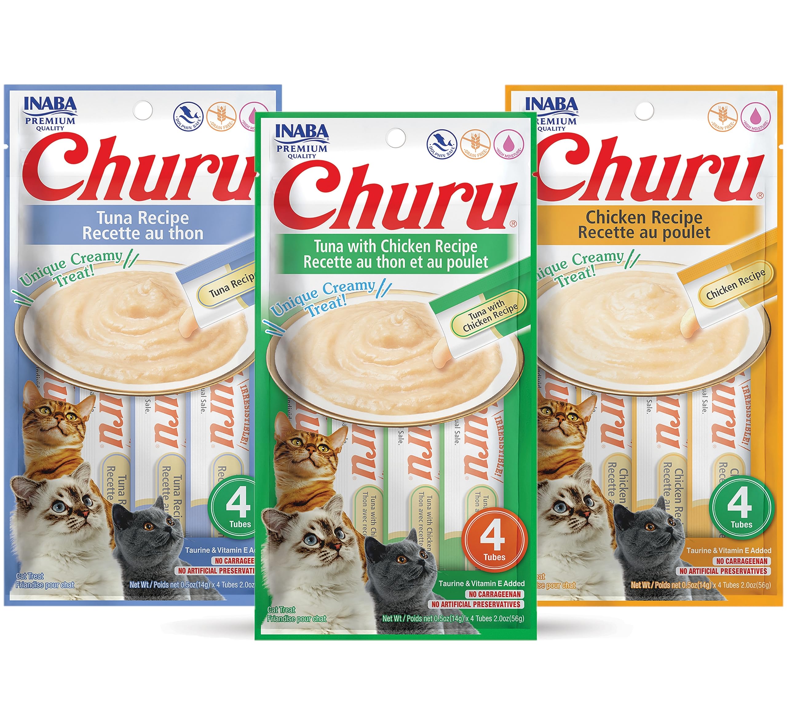 INABA Churu Purée à lécher au thon et poulet, ensemble de tubes interactif pour chats.