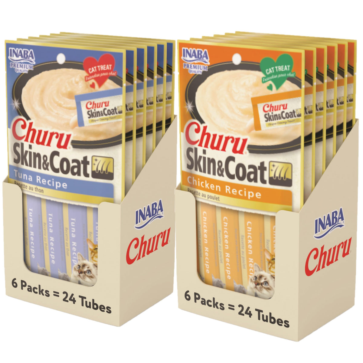 INABA Churu purée peau et pelage, tube prêt à nourrir, texture onctueuse