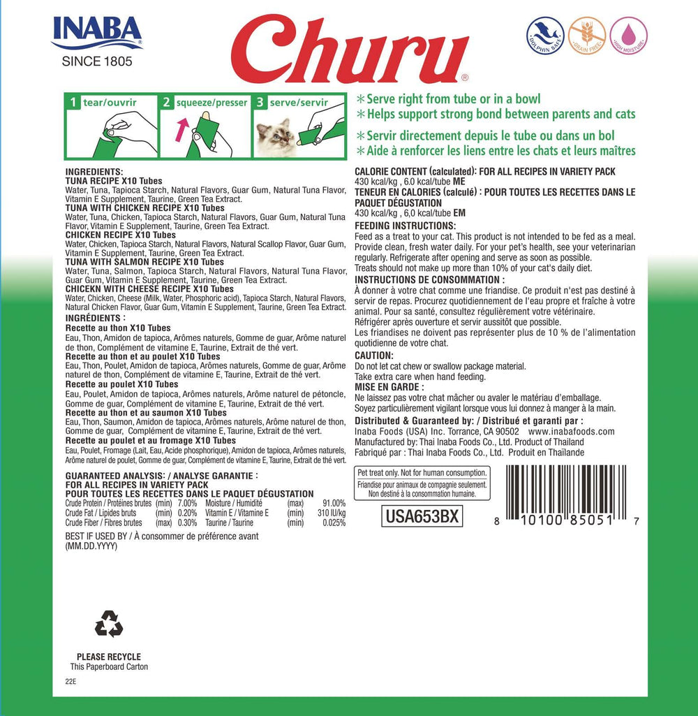 INABA Churu sans céréales pour un encas léger et adapté.