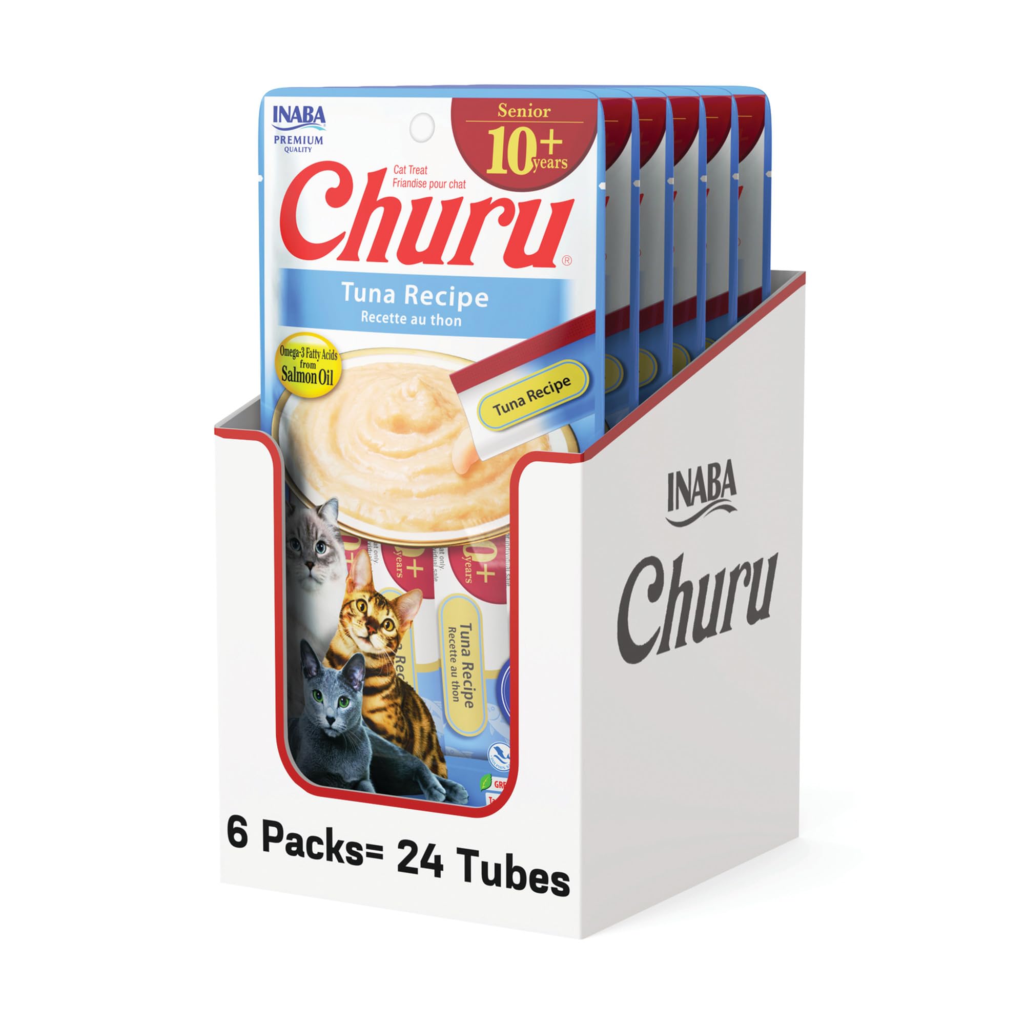 INABA Churu Senior tube en main pour hydrater et réconforter le chat âgé