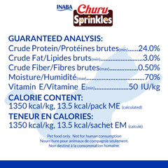 INABA Churu Sprinkles formule sans céréales ni colorants artificiels.