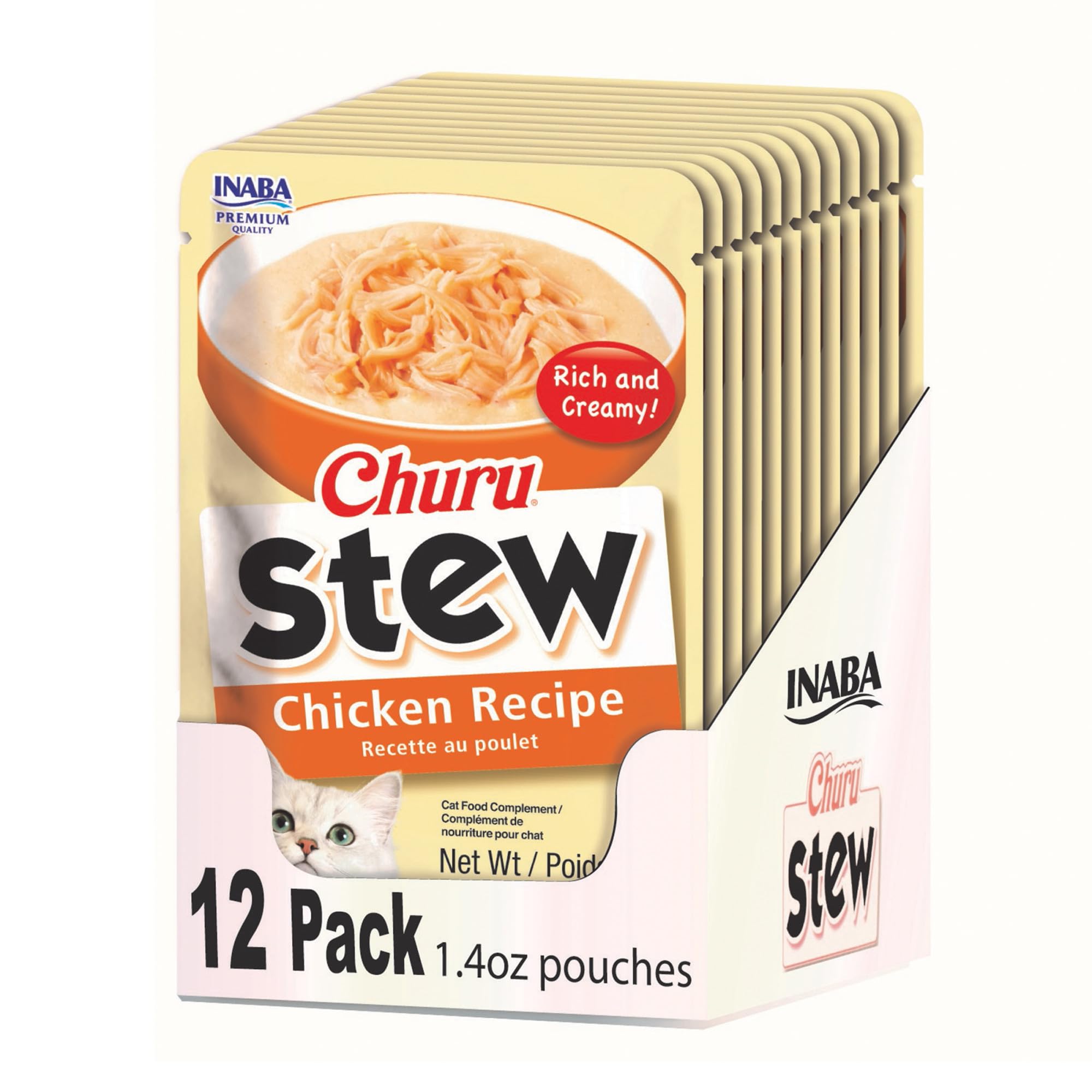 INABA Churu Stew: bouillon crèmeux au poulet effiloché pour chat
