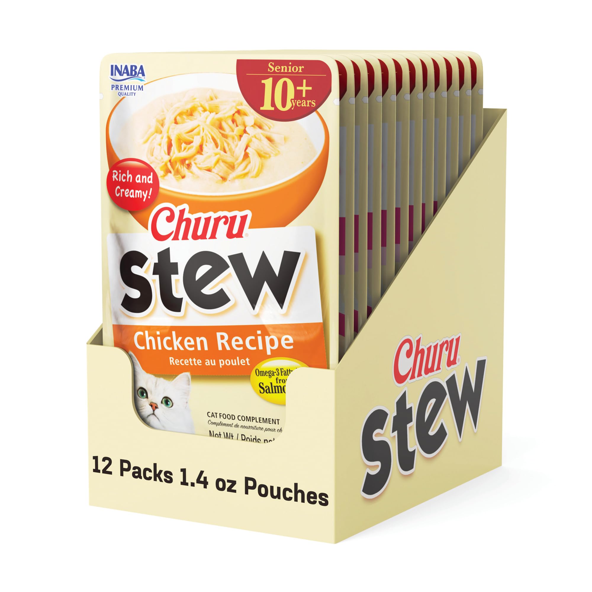 INABA Churu Stew Senior 10+ au poulet, sachet-poulet : hydratation et appétence