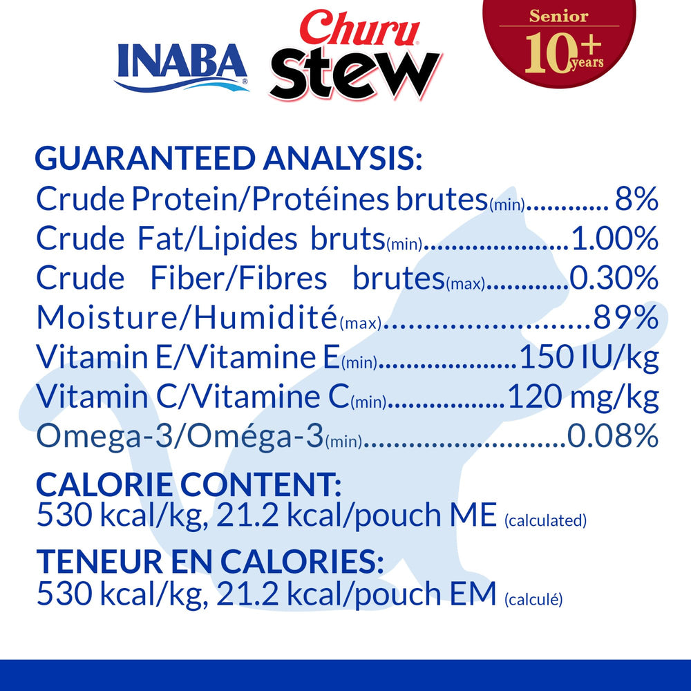 Sachet-texture-poulet INABA Stew Senior 10+ : morceaux réels pour mâche