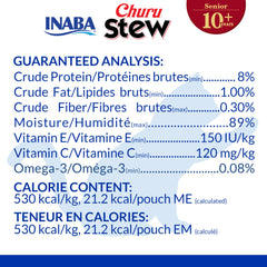 Sachet-texture-poulet INABA Stew Senior 10+ : morceaux réels pour mâche
