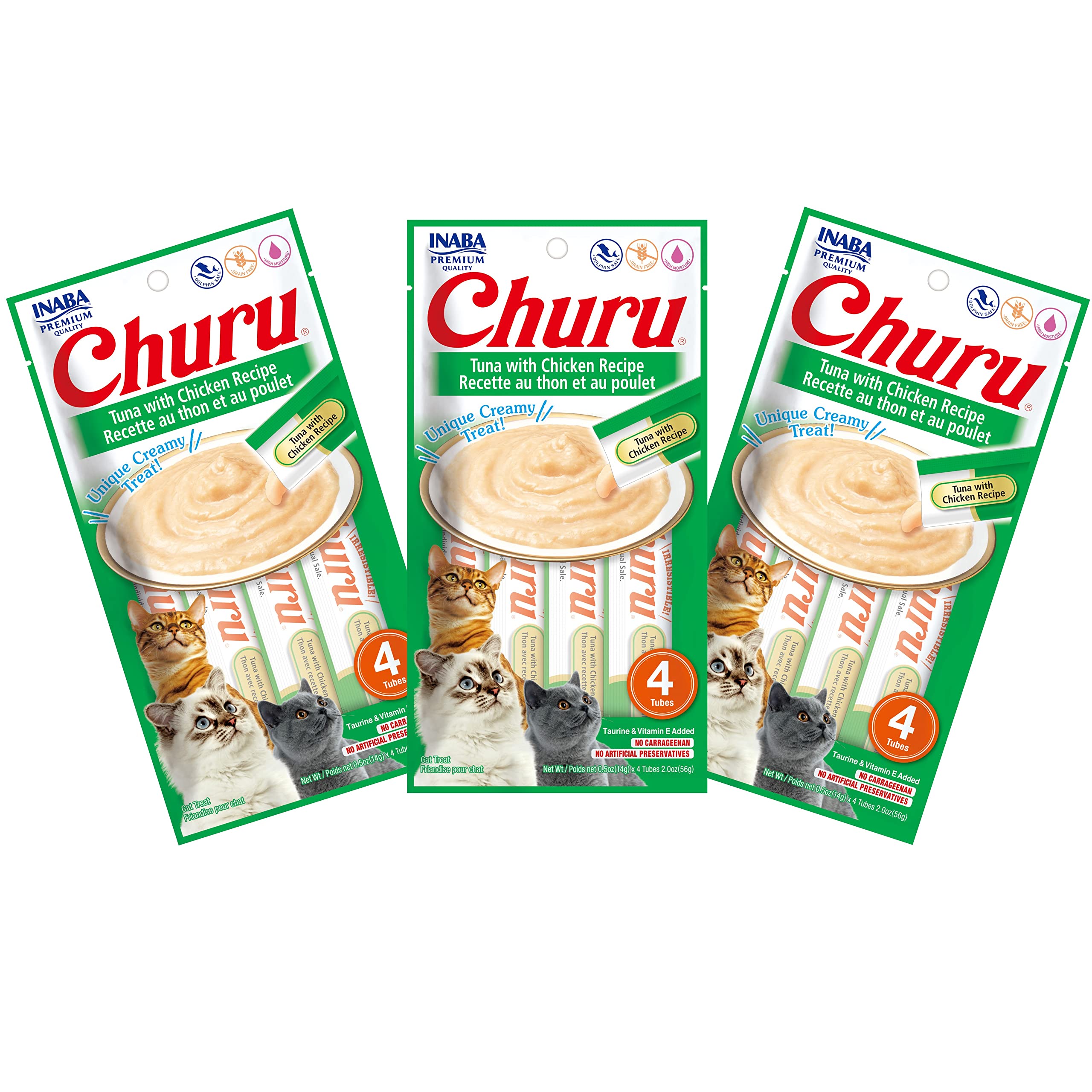 INABA Churu Thon-Poulet : tube crème onctueuse, friandise hydratante et savoureuse.