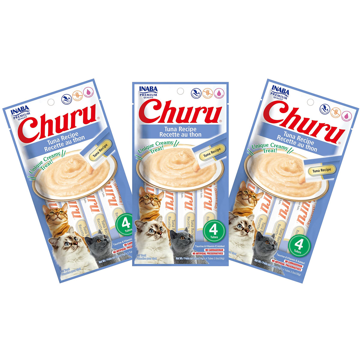 INABA Churu Thon Purée Naturelle, tube pratique pour récompenser votre chat