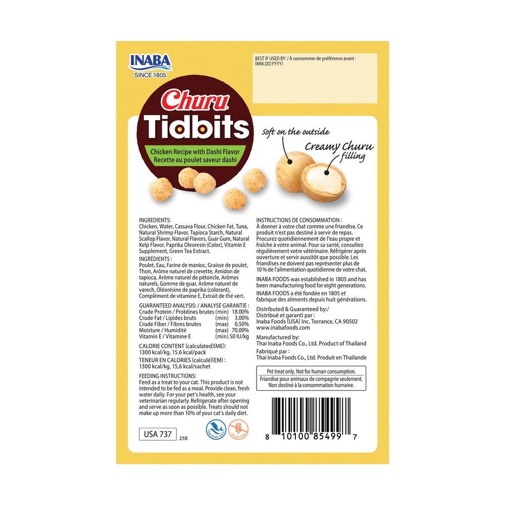 INABA Churu Tidbits ingredients poulet reels texture douce et garniture cremeuse