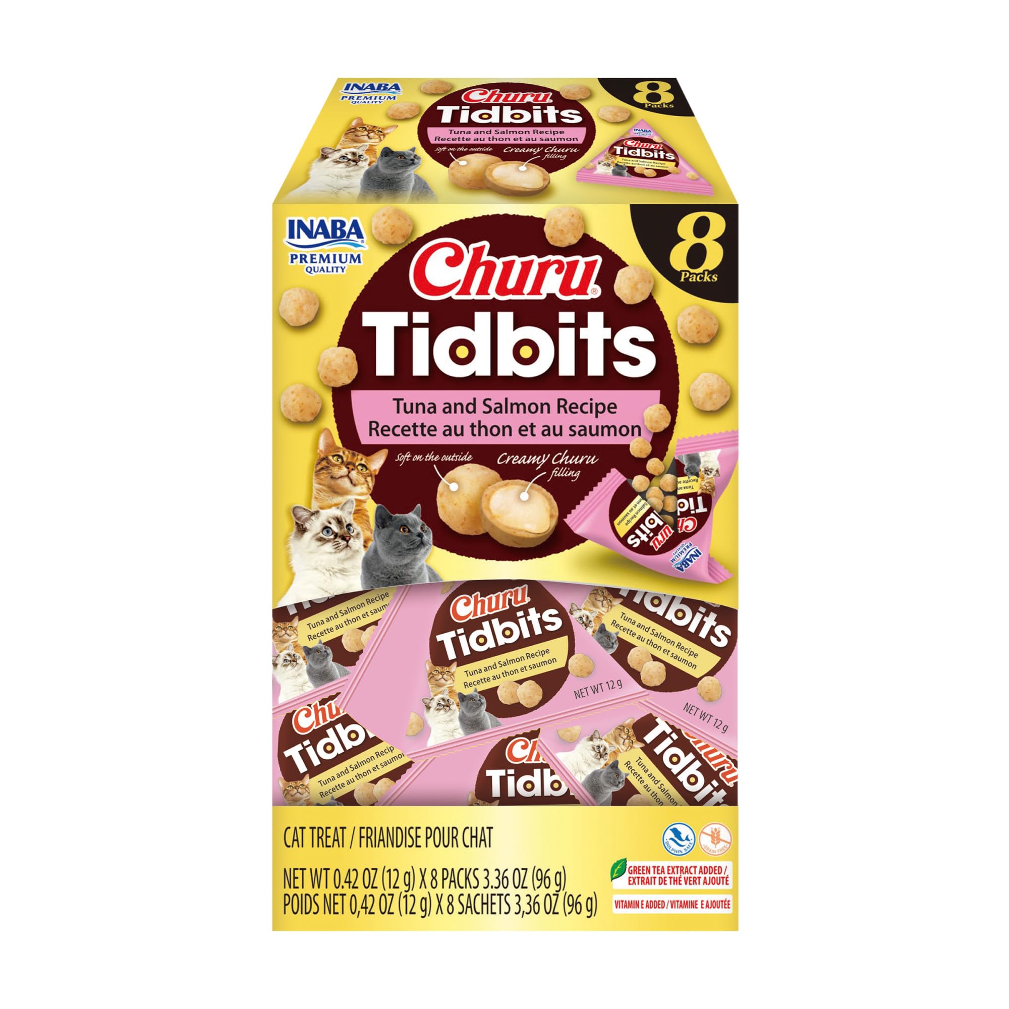 INABA Churu Tidbits avec texture double et cœur crémeux qui crave l’attention du chat