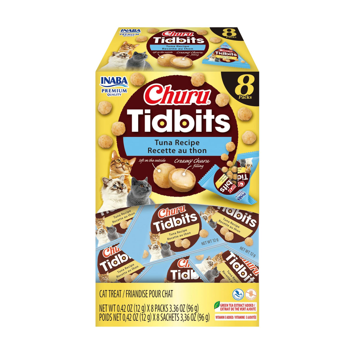 INABA Churu Tidbits Tuna Recipe – paquet portionné pour récompenser votre chat.