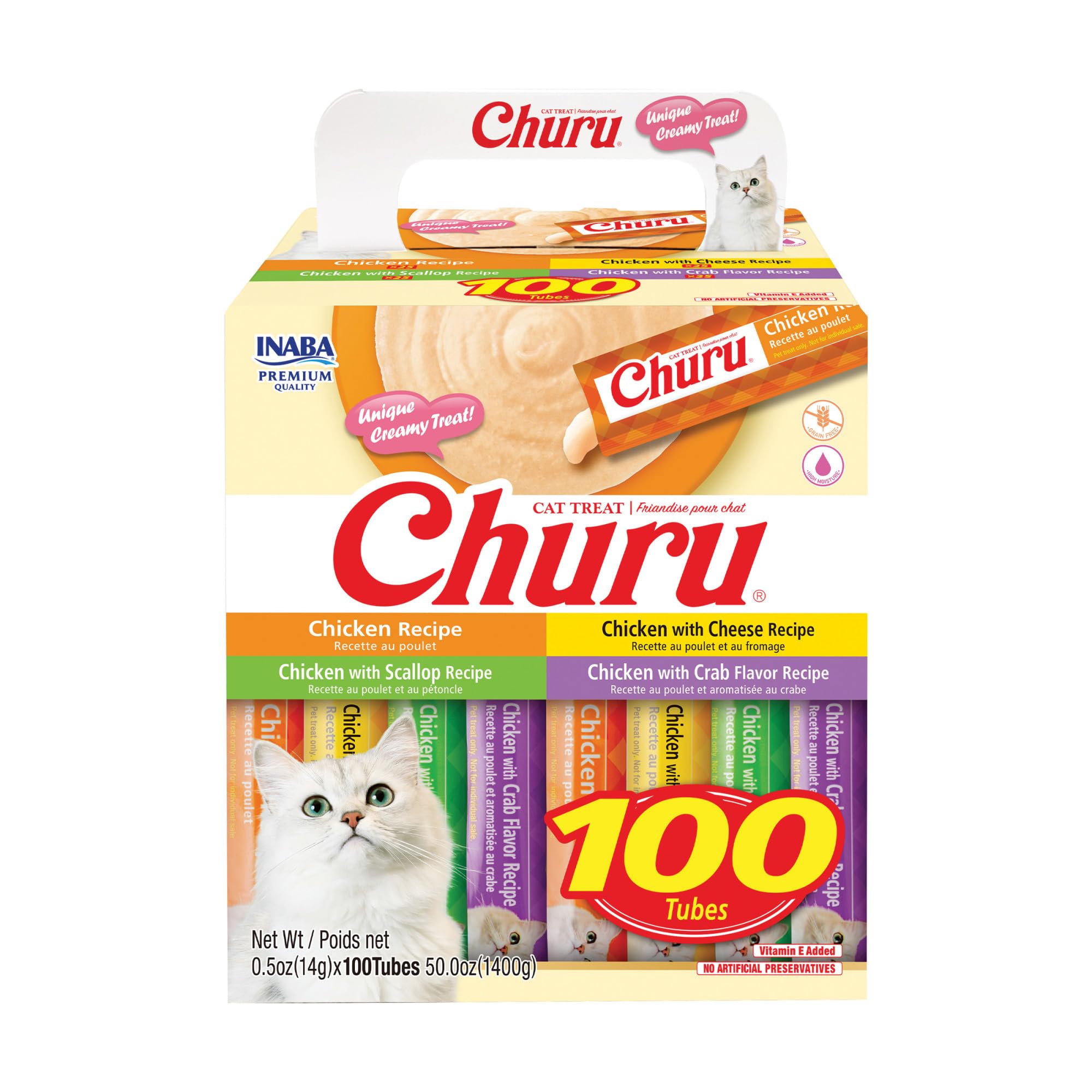 INABA Churu : tube crème poulet, friandise hydratante pour chat.
