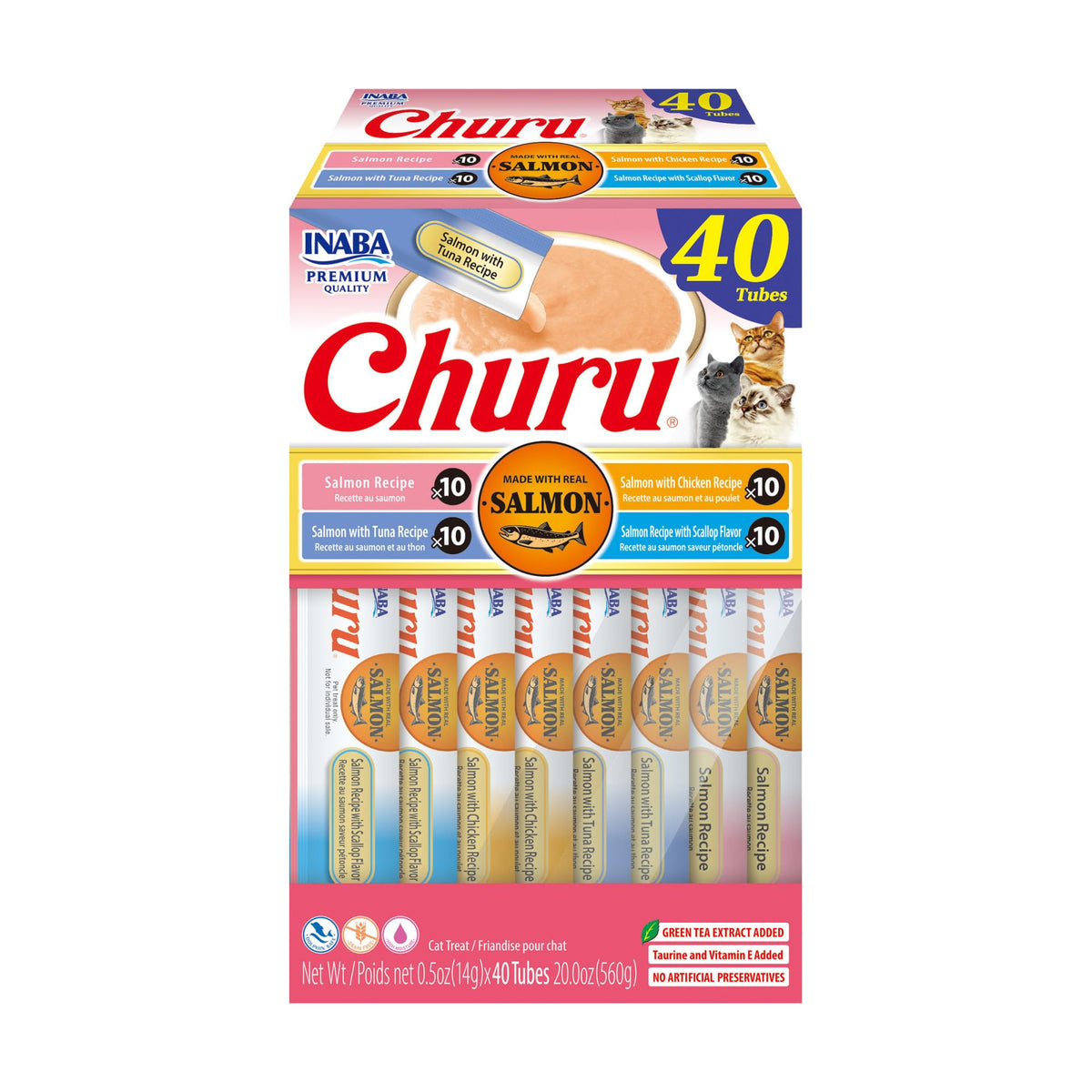 INABA Churu tube crème saumon — texture riche et appétente pour votre chat.