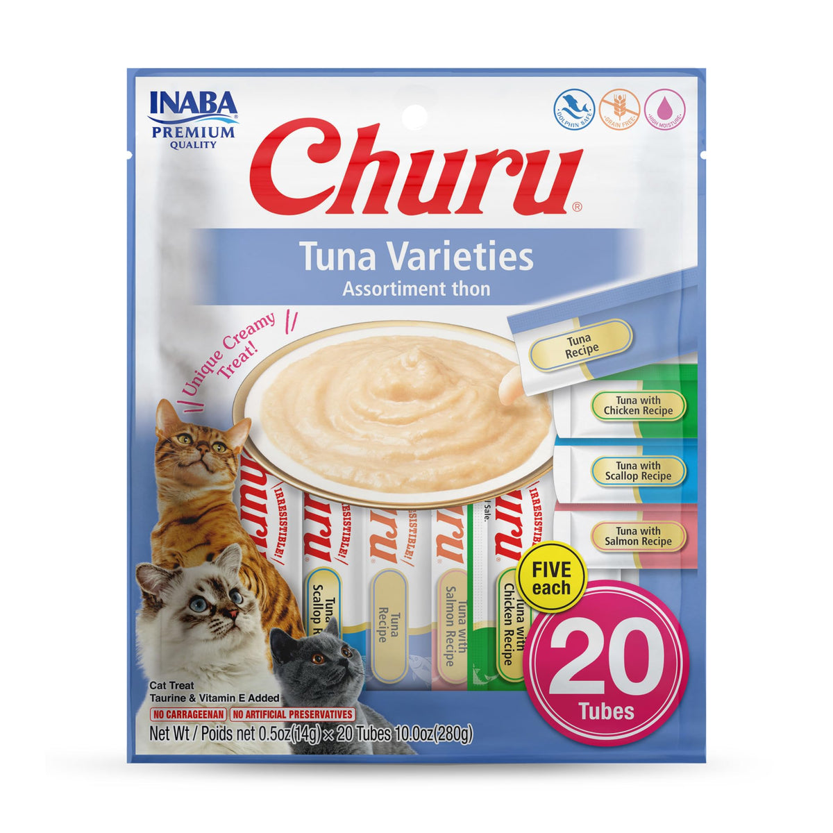 INABA Churu tube crème thon, friandise humide et hydratante pour chat.