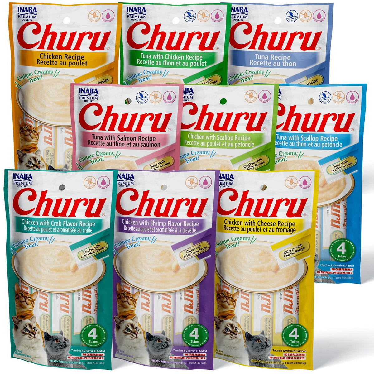 INABA Churu: tube purrée chat, texture crémeuse et hydratante.