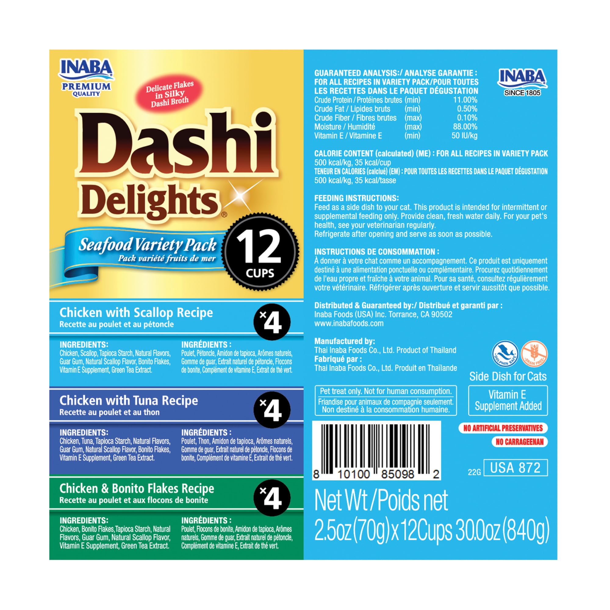 Emballage 12 coupelles INABA Dashi Delights pour repas faciles.