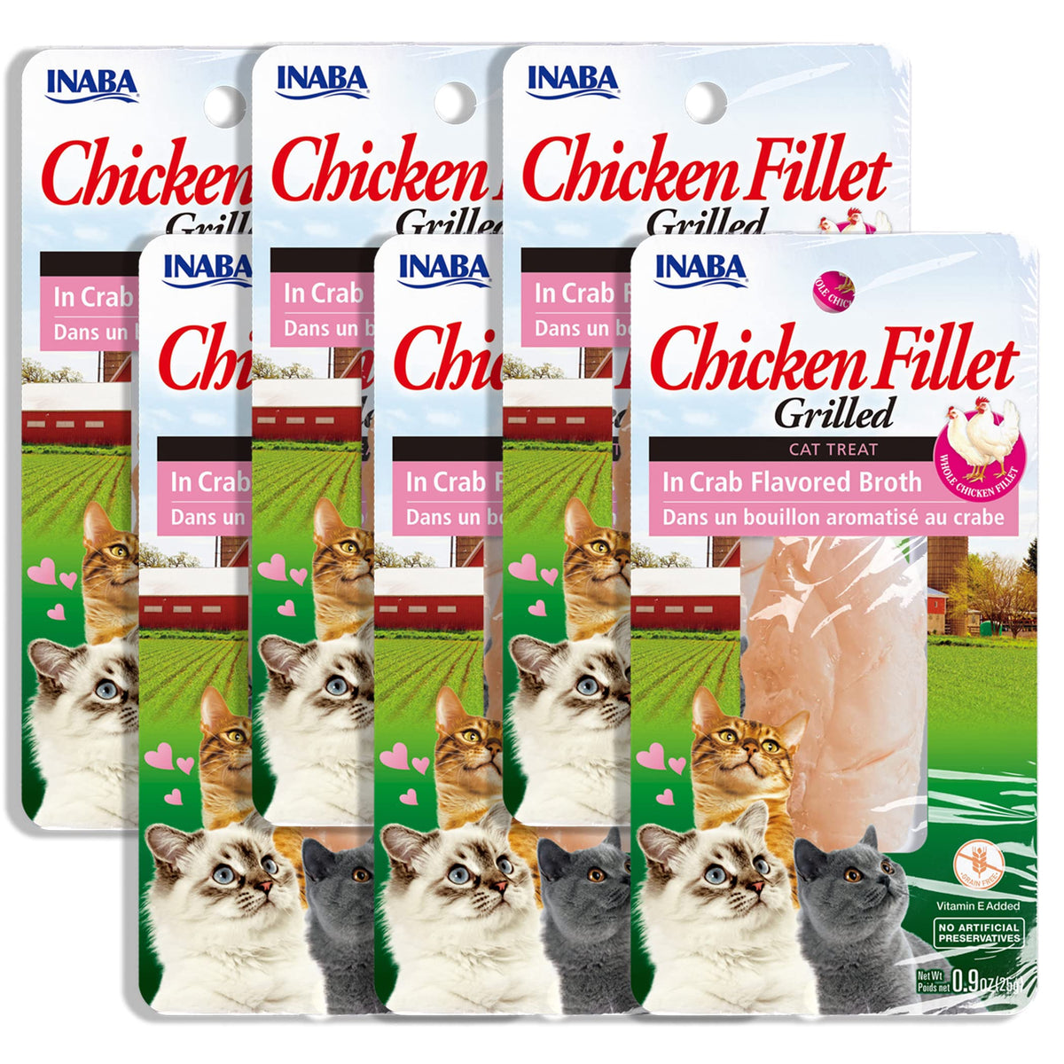INABA filets poulet grillé dans bouillon, texture moelleuse pour chat et appétit renforcé.