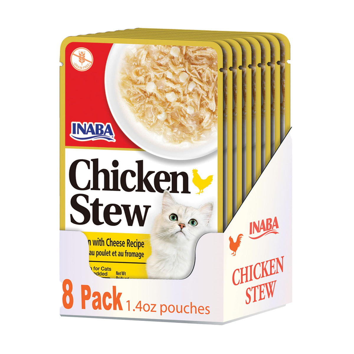 INABA ragoût poulet fromage pour chat, portion 1,4 oz, pratique et savoureux.