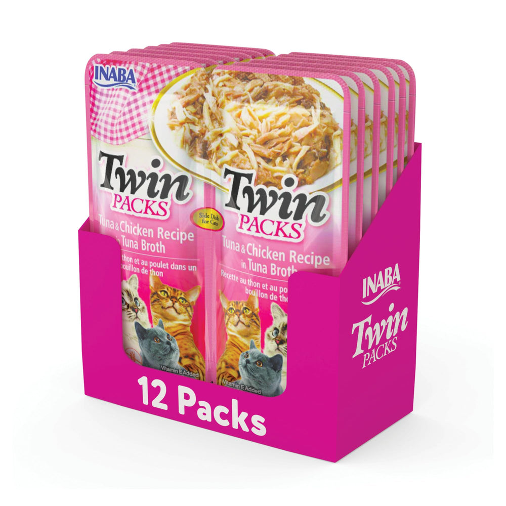INABA Twin Packs : morceaux poulet dans bouillon gelé, repas pratique pour chat.