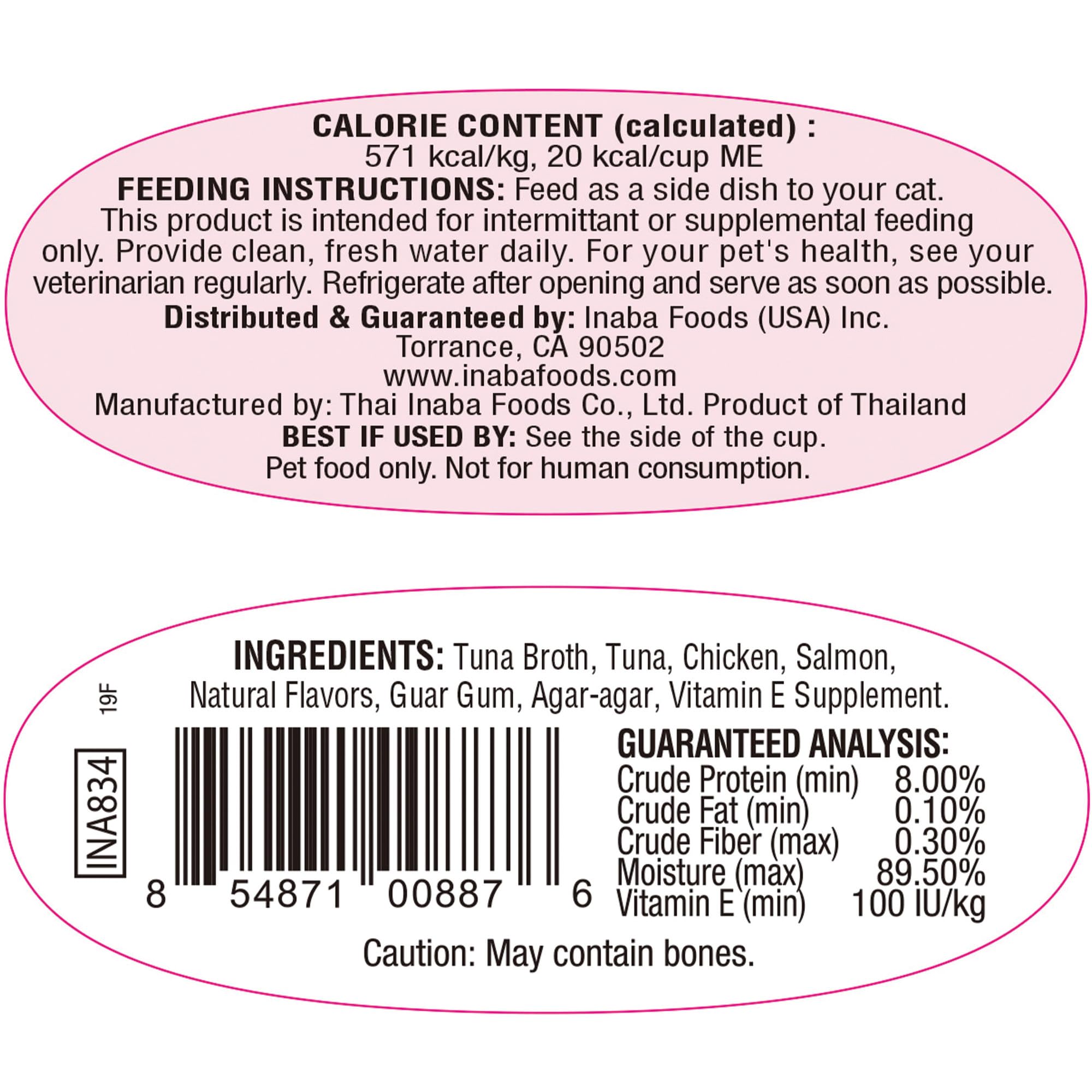 Snack hydratant INABA Twins, 20 calories par portion pour une collation légère.