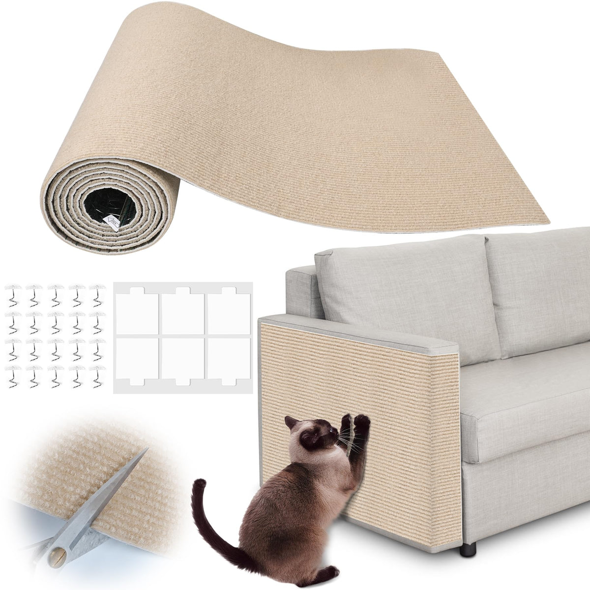 Inchoco tapis-grattage chat adhésif dos – protection durable du sol et du mobilier.