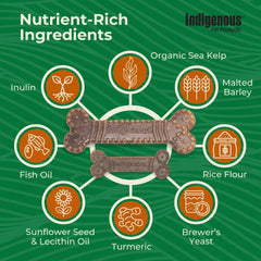 Indigenous os dentaires chiens 2-pack beurre de cacahuète – soutien digestif potentiel