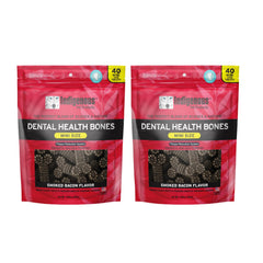 Indigenous Os dentaires mini bacon fumé – emballage et duo pratique pour chiens.