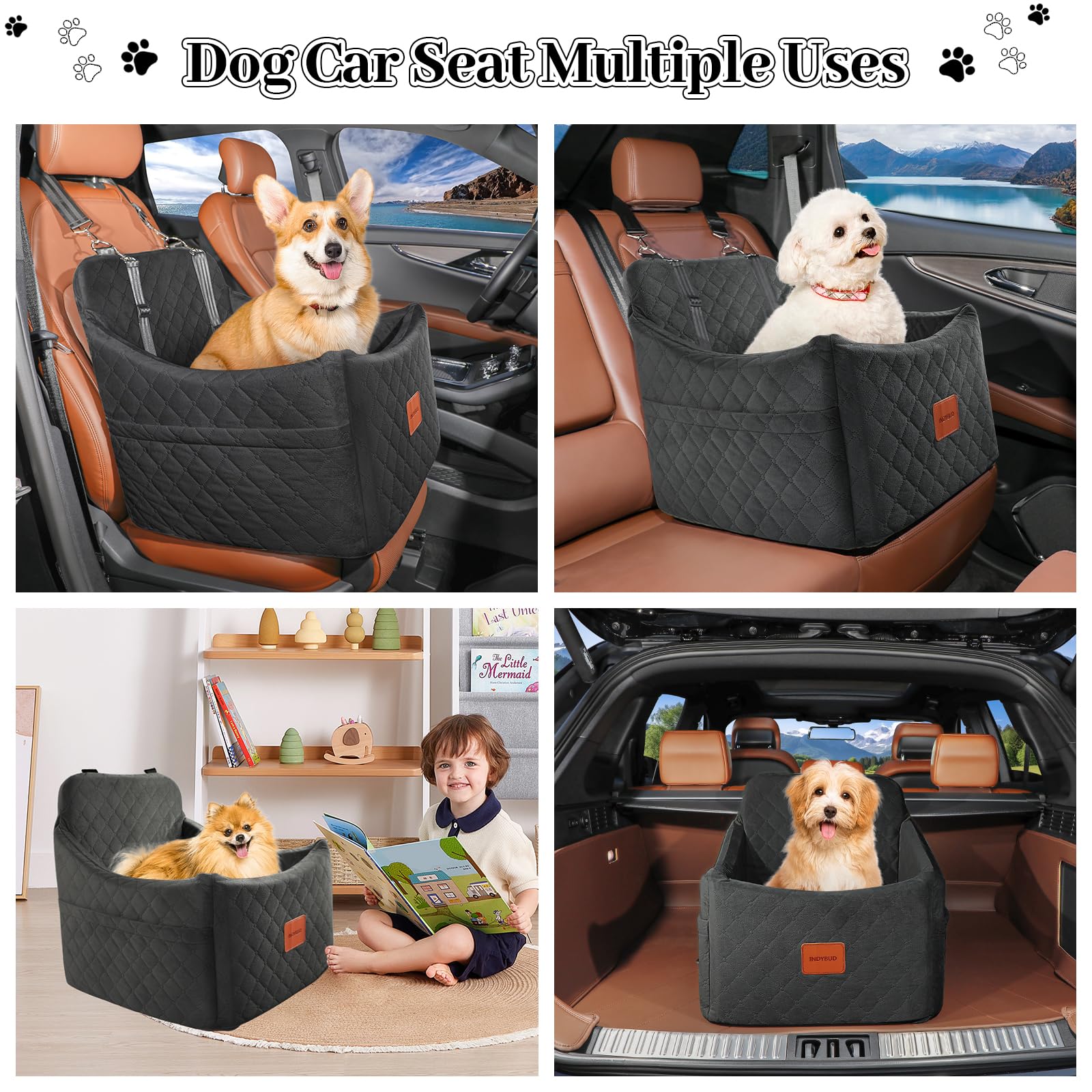INDYBUD poches-rangement-chien-voiture: rangements pratiques pour accessoires.
