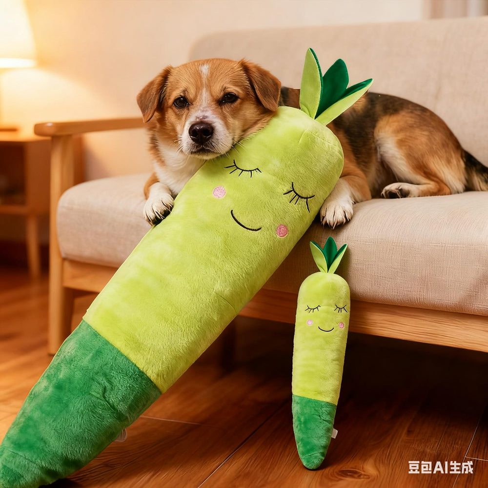 Jouet INEPEMU carotte verte à couinement, attire l’attention du chien.