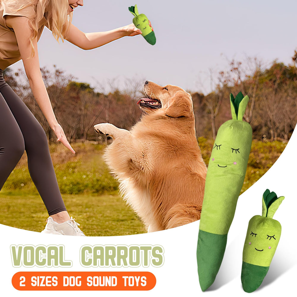 Jouet INEPEMU carotte verte petite peluche pour chien, taille adaptée.