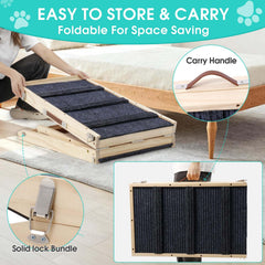 In hand rampe chien pliable et portable pour rangement facile.