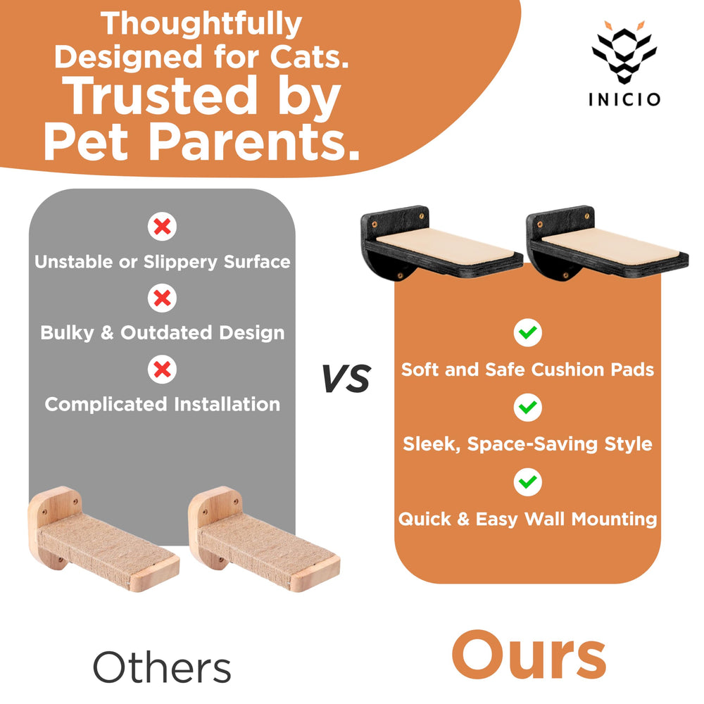 INICIO Cat Wall Steps: trois marches robustes offrant une plateforme stable.