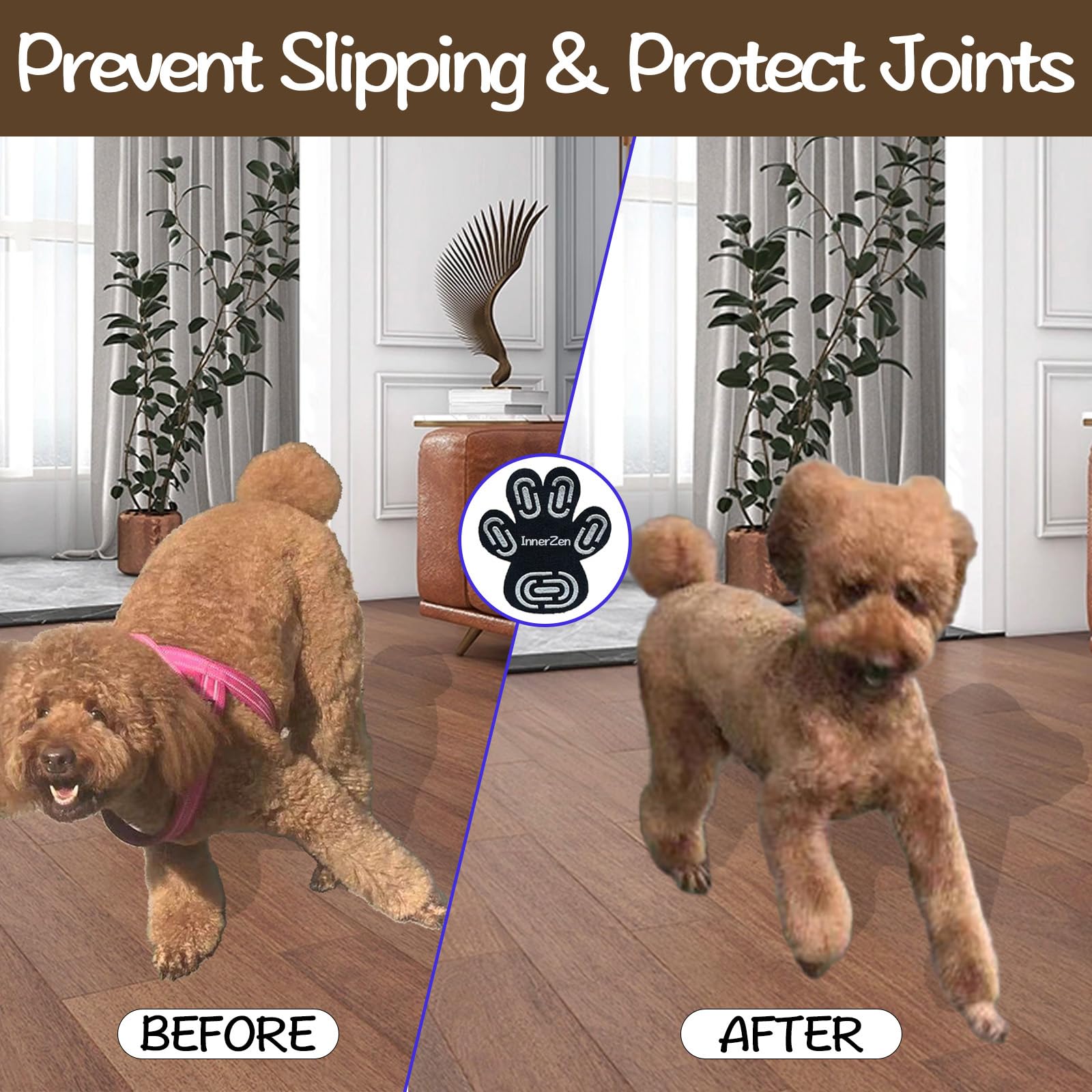 INNERZEN adhesifs-pattes-chien-application-facile: pose rapide sans outils.