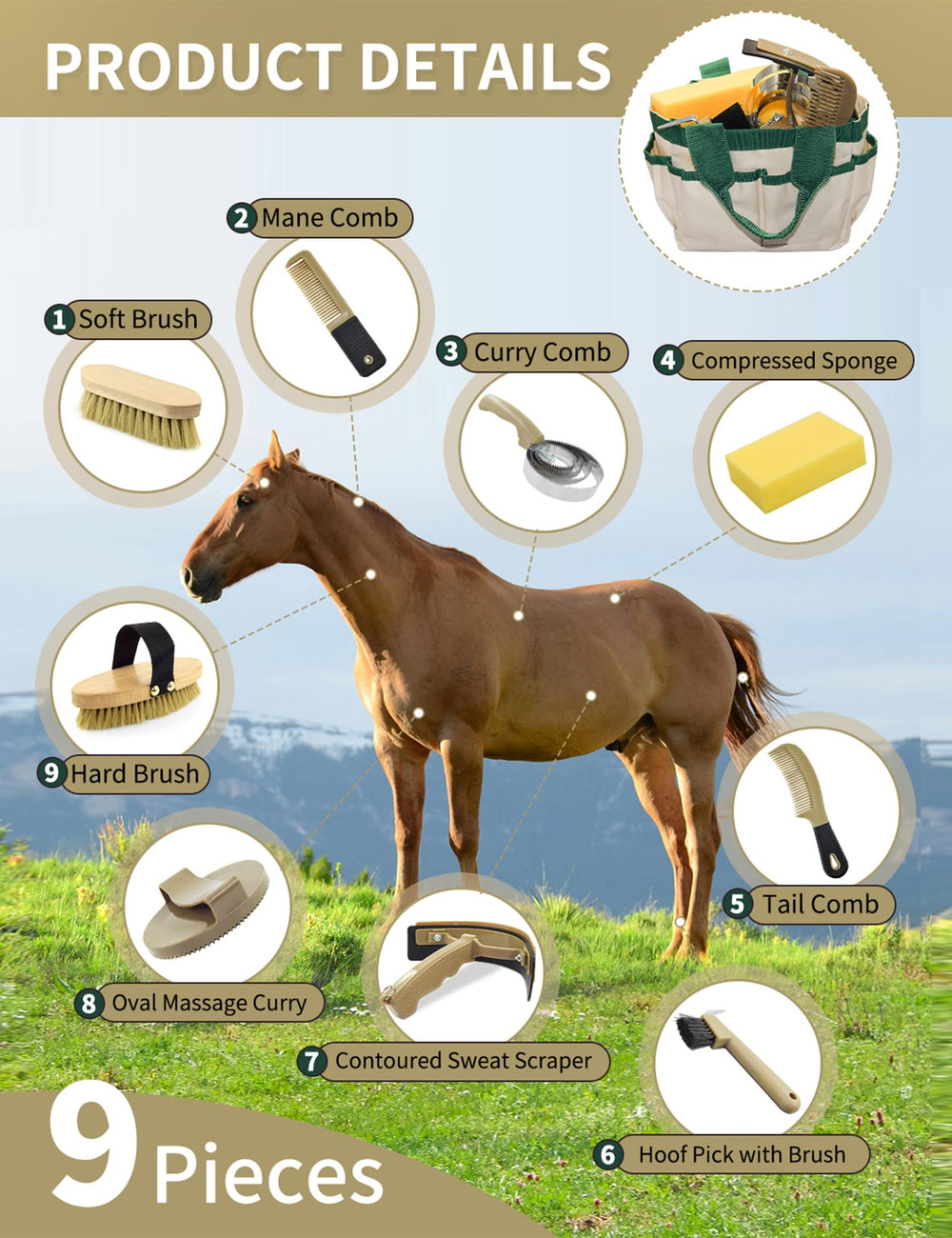 inoreal brosse cheval dure pour écarter la saleté tenace.