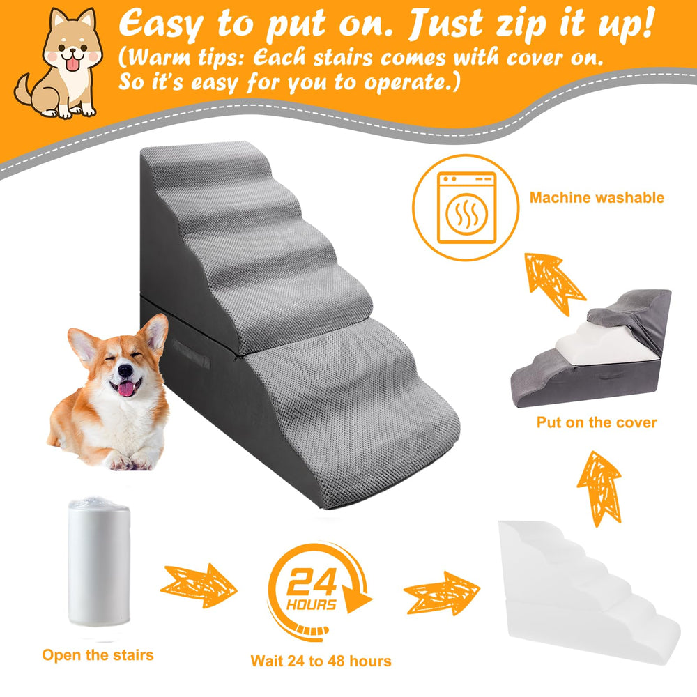 INRLKIT Dog Stairs mousse mémoire, soutien stable pour petits chiens et chats.