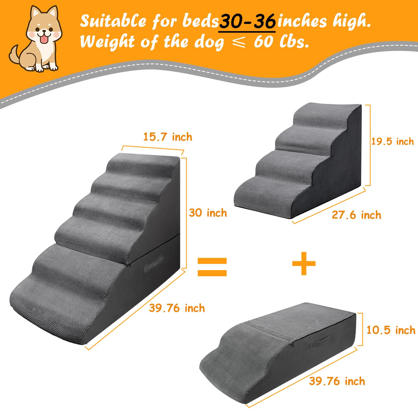 INRLKIT Dog Stairs quatre étages, parfait pour atteindre des lits élevés.