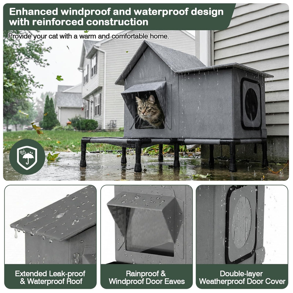 INRLKIT, maison-chat-exterieur-conviviale-pour-2-3-chats, espace chaleureux pour se blottir.