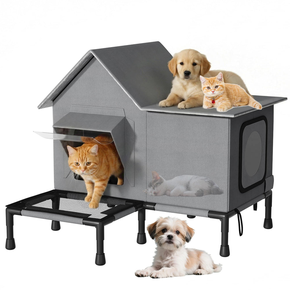 INRLKIT, maison-chat-exterieur-impermable-toit-en-pente, protège efficacement contre la pluie.