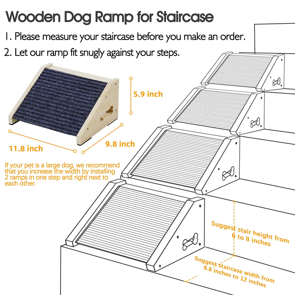 INRLKIT rampe-chien-bois-gris base anti-dérapante — stabilité lors de l’utilisation.